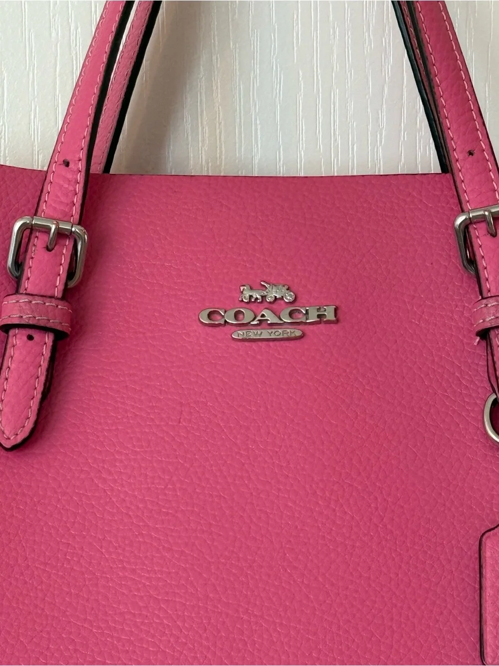 Coach Pink Leather Mollie Tote Purse with Crossbody Strap